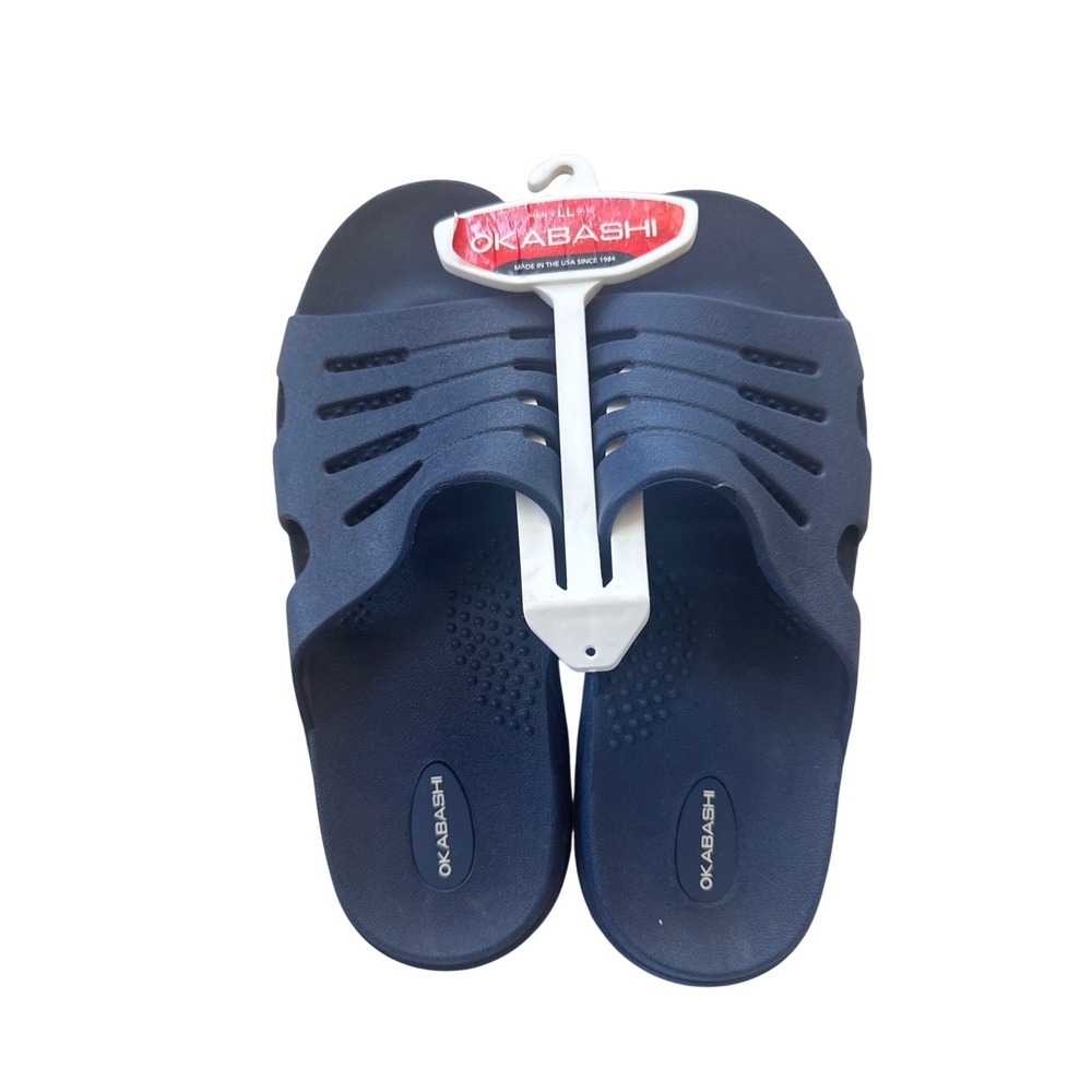Okabashi Mens Surf Slide Sandals Navy Blue Size LL 9-10 Made in USA New
